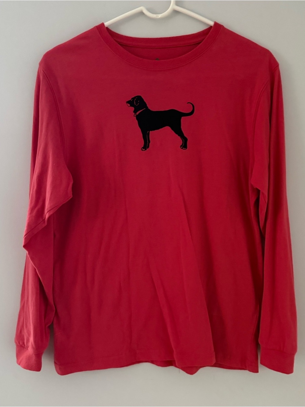 The Black Dog Portside Red Long-Sleeve Tee with Black Dog Silhouette